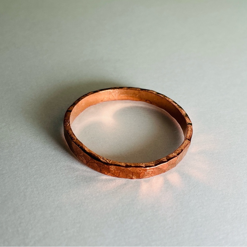 Raw Copper Ring Size 15.5 Band Jewelry Minimal Hammered Solid Handcrafted USA - Picture 5 of 10